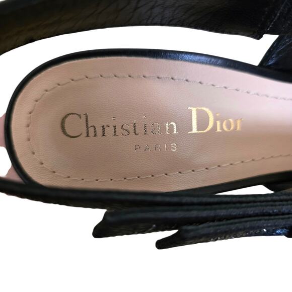 Christian Dior Black Leather J’Adior Crystal Slingback Pumps IT 38 US 8 - Picture 8 of 14
